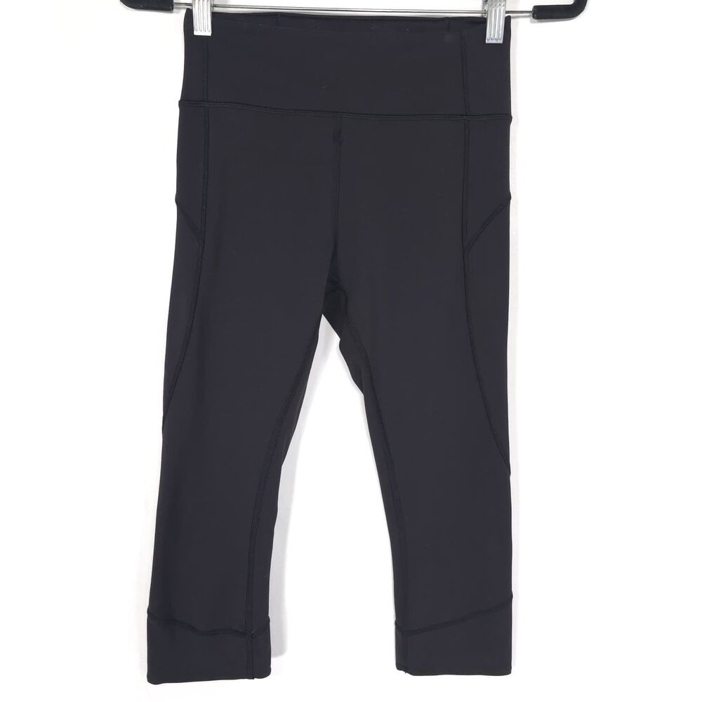 LULULEMON Womens Leggings Black 6 Running Crop Stretch Comfort